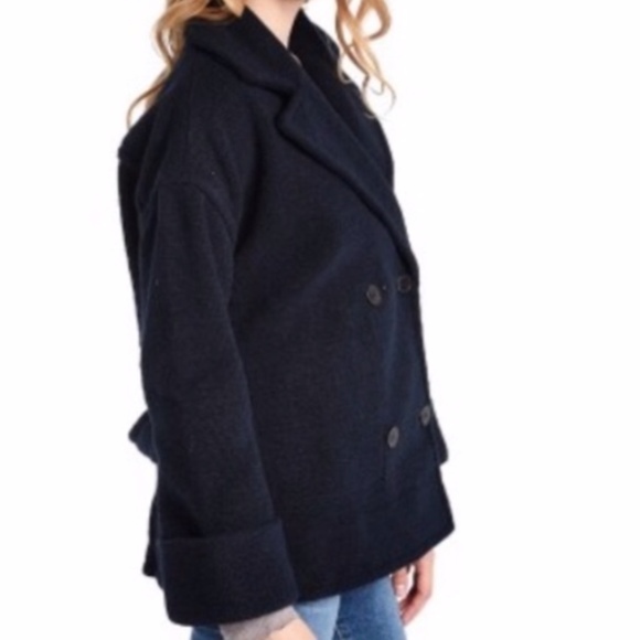 ATM Anthony Thomas Melillo Boucle Knit Pea Coat - Picture 3 of 8